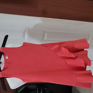 Girls Coral Ruffle Hem Dress
